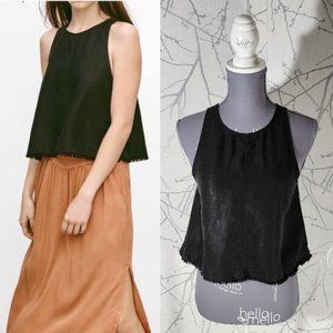 Wilfred Black Linen Blend Octave Cropped Tank